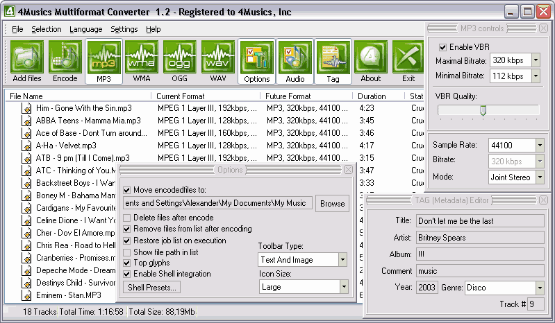4Musics Multiformat Converter ScreenShot - click to enlarge